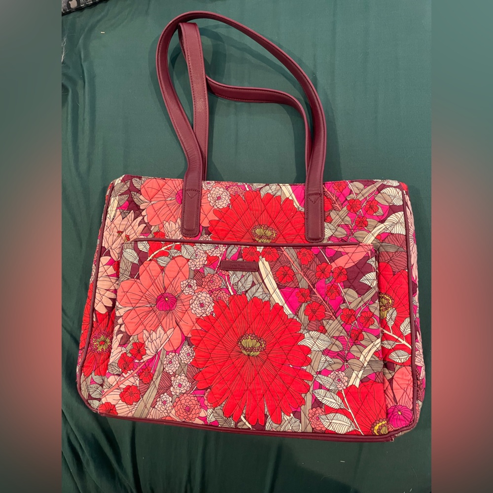 Vera Bradley Bohemian Blooms red/pink commuter tote laptop bag